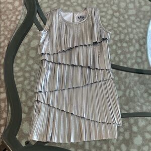 MIA Kids Metallic Silver Layered Dress 4t